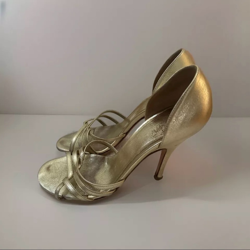 D&G Dolce & Gabbana Gold Foil Calf Leather Sandals Size IT 36 (DS0839)